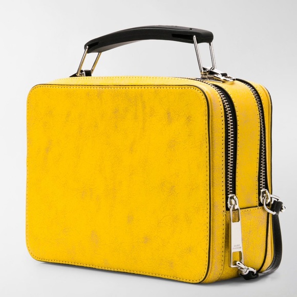 Marc Jacobs Yellow Textured Leather Square Handled Two Compartment Shoulder Bag - Picture 4 of 17